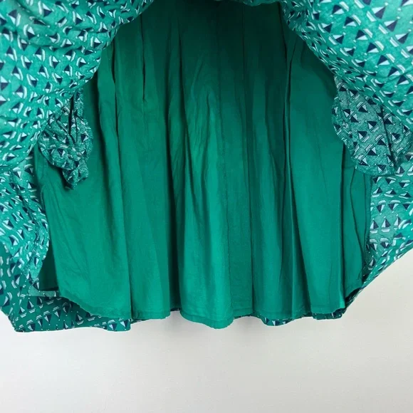 Emily and Fin Skirt Boat Nautical Green High Waist Pleated Pockets Retro Size L - Picture 10 of 13